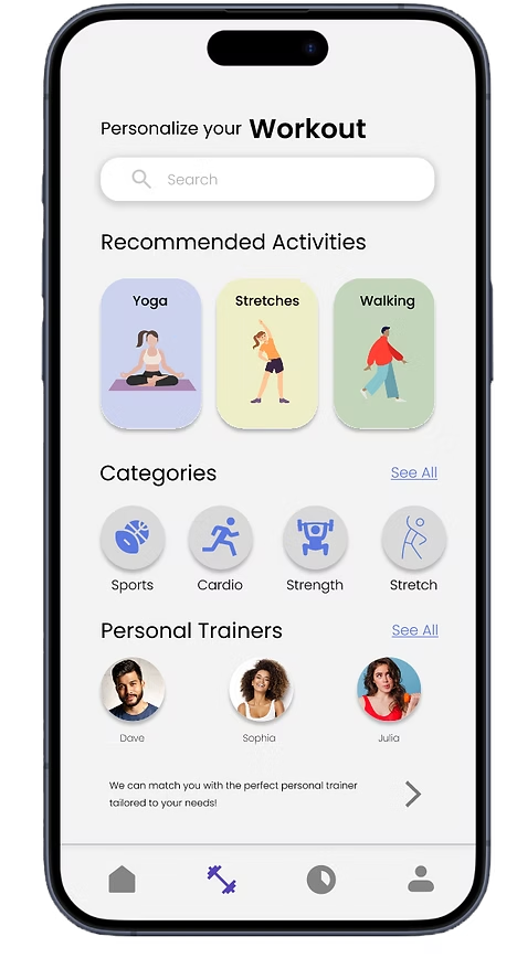 Fit4All personalized workout page